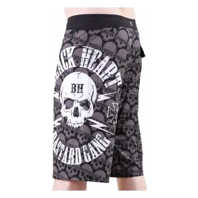 Short pour hommes (maillot de bain) BLACK HEART - BASTARD SKULL - NOIR