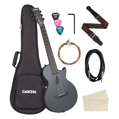 Cascha Carbon Fibre Electric Acoustic Guitar Black Matte Guitare acoustique-électrique