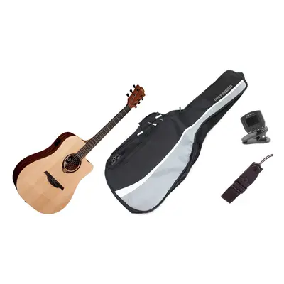 LAG T70DCE deluxe set Natural Satin Guitare Dreadnought acoustique-électrique