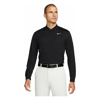 Nike Dri-Fit Victory Solid Mens Long Sleeve Black/White Chemise polo