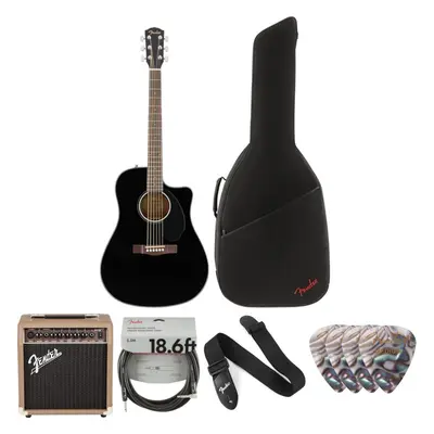 Fender CD-60SCE Dreadnought WN Deluxe SET Black Guitare Dreadnought acoustique-électrique