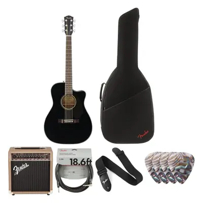 Fender CC-60SCE Concert WN Deluxe SET Black Guitare Jumbo acoustique-électrique