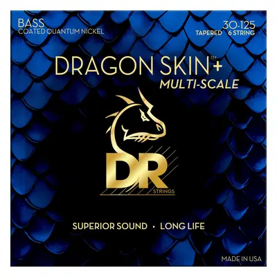 DR Strings Dragon Skin+ Coated Nickel 6-String Medium Tapered Multi-Scale Jeux de cordes basses