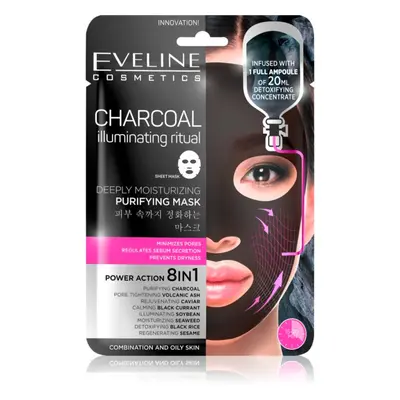 Eveline Cosmetics Charcoal Illuminating Ritual masque en tissu ultra hydratant et purifiant