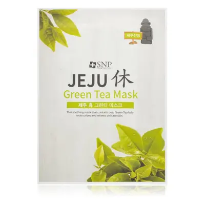 SNP Jeju Green Tea masque hydratant en tissu avec effets apaisants