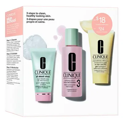 Clinique 3-Step Skin Care Kit Skin Type coffret cadeau pour peaux grasses et mixtes