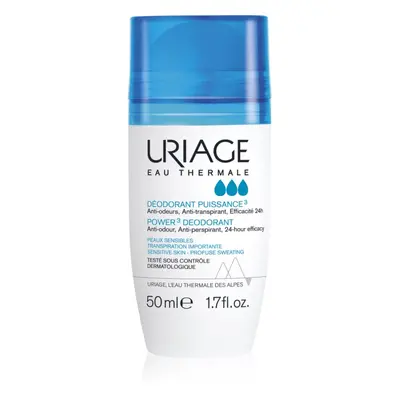 Uriage Hygiène Déodorant Puissance3 déodorant roll-on anti-traces blanches et jaunes