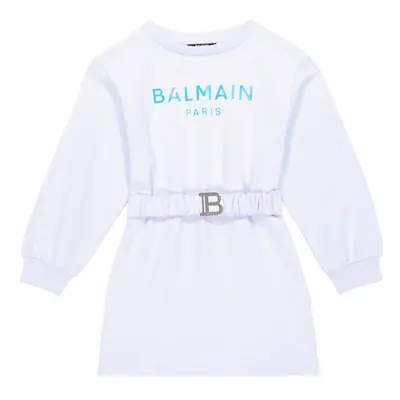 Balmain Kids Robe sweat-shirt en coton à logo