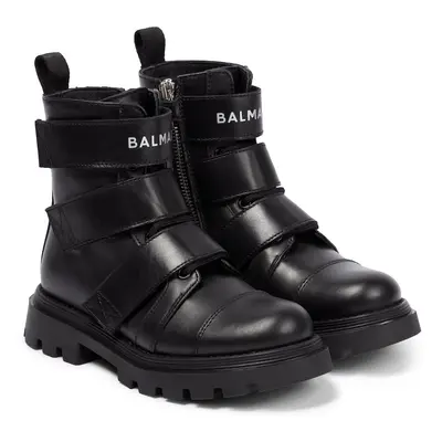 Balmain Kids Bottines en cuir à logo