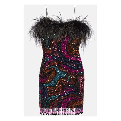 Rebecca Vallance Robe Kiki à sequins et plumes