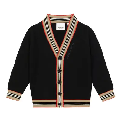 Burberry Kids Cardigan Icon Stripe en laine mélangée