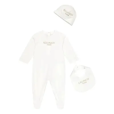 Balmain Kids Bébé - Ensemble grenouillère, chapeau et bavoir