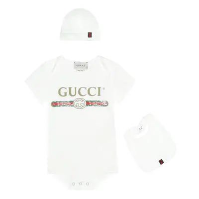 Gucci Kids Bébé - Set body, bavoir et bonnet en coton