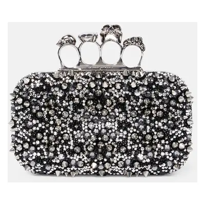 Alexander McQueen Pochette Knuckle en cuir à cristaux