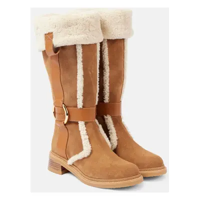 See By Chloé Bottes New Ring en shearling et daim