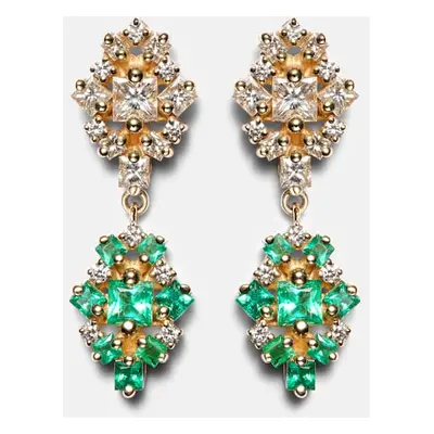 Suzanne Kalan Boucles d'oreilles La Fantaisie en or 18 ct, diamants et émeraudes