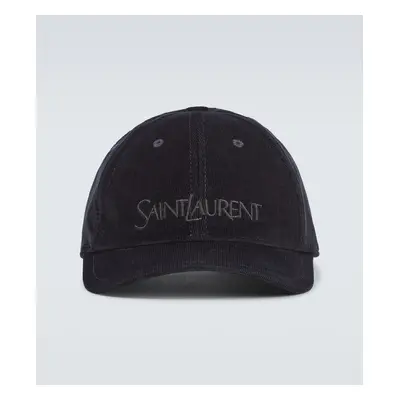 Saint Laurent Casquette en velours côtelé à logo