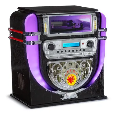 Auna Mini Jukebox Graceland Lecteur de CD platine vinyle Radio DAB+/FM LED