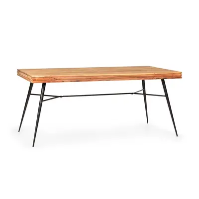 Besoa Vantor Table de salle a manger x x cm Cadre en fer Bois d'acacia