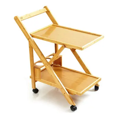 Blumfeldt Chariot de service étageres roulettes 66x70x40,5cm (LxHxP) bambou