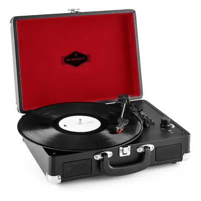 Auna Peggy Sue Platine vinyle portable design retro haut-parleurs & USB -noir