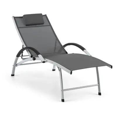 Blumfeldt Sun Valley Chaise longue pliante de jardin avec coussin - gris