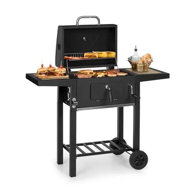 Klarstein Meat Machine grill barbecue a charbon de bois, 45x32,5 cm , thermometre , roulettes, n