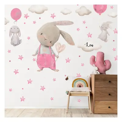 Sticker mural - Lapins avec étoiles pour petite fille