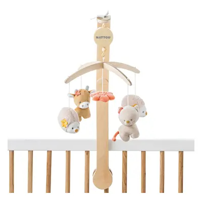 NATTOU Carrousel musical au dessus du lit bébé en bois Mila, Zoé & Lana