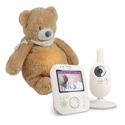 Philips AVENT Babyphone vidéo SCD891/26+NATTOU Sucette en Sleepy Bear Marron pâle 0m+