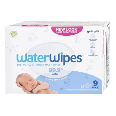 9x WATERWIPES Lingettes humides sans plastique pcs (540 pcs)