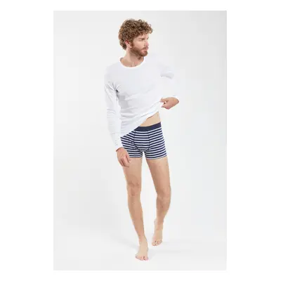 ARMOR-LUX Boxer rayé - coton léger biologique Homme Marine deep / Blanc 2XL