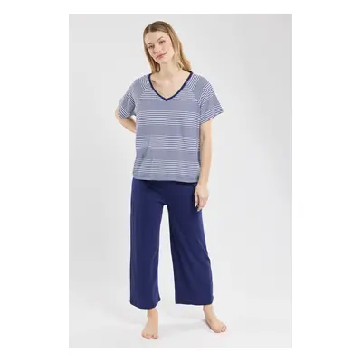 ARMOR-LUX Pyjama rayé - coton léger Femme Blanc/ Bleu nuit E24 S - 38