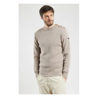 ARMOR-LUX Pull marin uni "Fouesnant" - laine Homme Sandstone chiné 2XL