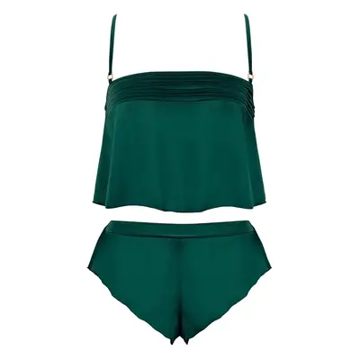 Bluebella Ensemble Caraco et Short Stephanie en Satin Luxueux Vert Jardin Botanique