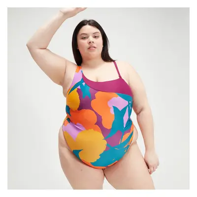 Maillot de bain Asymetric imprimé pour femme (grande taille) Sarcelle/Mangue