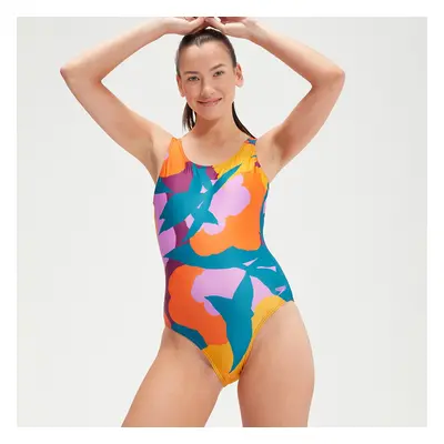 Maillot de bain Femme dos en U imprimé bleu sarcelle/mangue