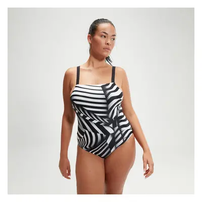 Maillot de bain Femme effet galbant Square Neck imprimé noir/blanc