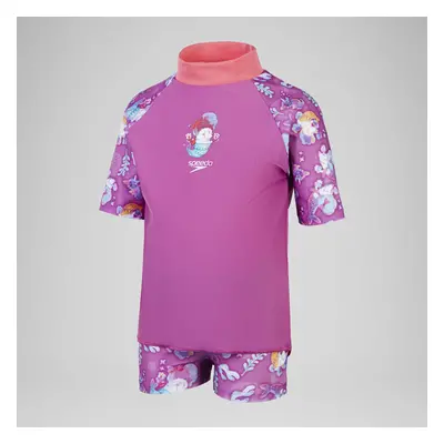 Ensemble Fille avec haut rashguard à manches courtes Digital pour Filles Rose kiki/Violeta/Carib