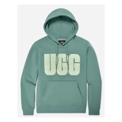 Sweat à capuche avec logo duveteux UGG Rey pour femme | UGG UE in Deep Ice, Taille M, Coton