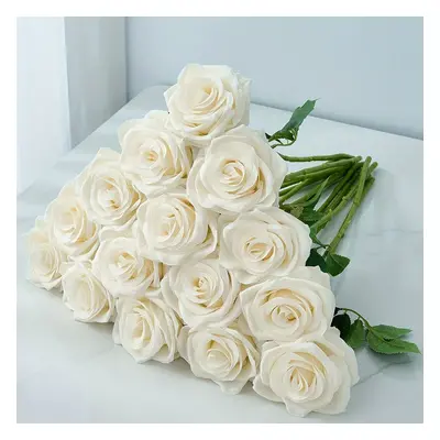 TEMU 5pcs/10pcs, Fleurs Artificielles Blanches Ivoire, Roses En Soie, Fausse Fleur De Bouquet De