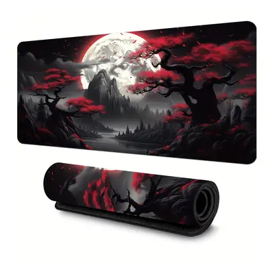 TEMU Red Moon Tapis De Bureau Grand Tapis De Souris De Jeu, E-sports, Clavier De Bureau, Souris 