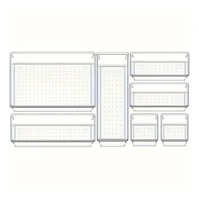 TEMU 7/11/18pcs Ensemble D'organisateurs de Tiroirs En Plastique Transparent, Plateaux D'organis