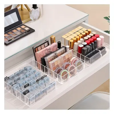 TEMU Organisateur de maquillage transparent pour coiffeuse - Boîte de rangement cosmétique multi