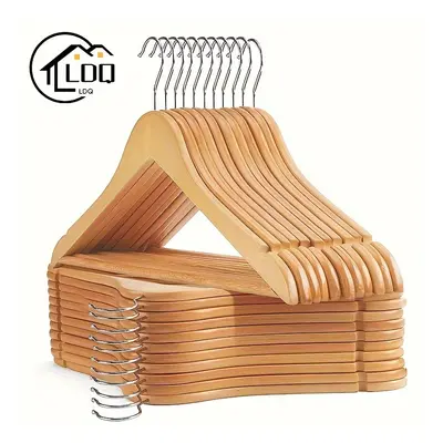 TEMU 10pcs Cintres en Bois Edergoo avec Crochets Pivotants Chromés - Laquée, Encoches de Coupe P