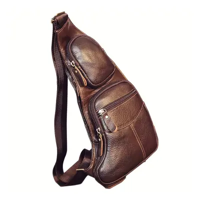 TEMU Sac Bandoulière Vintage pour Homme en Cuir Style - Couche Supérieure de Cuir de Vache, Sac 