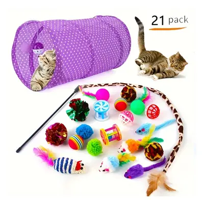 TEMU Ensemble De Jouets Pour Chats, Pièces, Des Jouets Teaser Et Un Tube Tunnel Pour Un Plaisir 