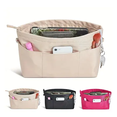 TEMU 1pc Organisateur de sac à main pliable en nylon avec poches, insert de trousse de toilette 