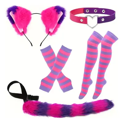 Ensemble d'accessoires de costume de chat d' avec queue pelucheuse, bandeau de tête oreilles, co