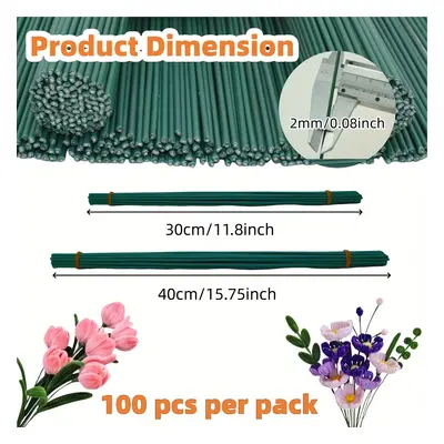 TEMU 100pcs Tige de Plante Fleur de Simulation en Fil de Fer Accessoires de Matériel DIY